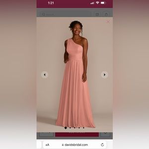 Mesh one-shoulder bridesmaid dress with full skirt